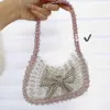 2023 Transparent akryl Handvävda ljusa pärlor stor kapacitet Tote Bow Dumplings Underarm Crossbody Bag 231229