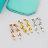 T Home Jewelry Designer S New Lady Flower Rhyme Series Leaf Diamond Diamond Set Titanium Steel Boucles d'oreilles