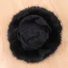 Chapeaux de seau en fausse fourrure moelleuse d'hiver pour femmes, chaud en peluche, mode Panama décontracté, casquette de pêcheur, chapeau de bombardier noir 230920