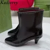 Sexy Kitten Heels RainBoots Woman Rubber Waterproof Rain Shoes Women Pointed Toe High Heels Runway Ankle Boots Women 231228