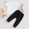 Set di abbigliamento Il mio primo bambino di Pasqua Completi per neonato T-shirt a maniche corte con lettere Top Pantaloni da jogging Abiti estivi per neonati