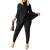 Women's Two Piece Pants COZOK 2023 Autumn Winter Solid Young Sexy Office Lady Sweet Turtleneck Spit Full Sleeve Long Pencil Women 2 Set