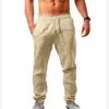 Calças masculinas 2024 Korda inspirado tributo moda confortável casual esporte cintura elástica algodão e linho calças de cor sólida