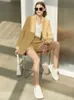 AMII minimalism Spring Office Lady Blazer Women Jacket spets v-hals tank tops höga midjbyxor separat kvinnliga blazers 12060909 231229