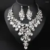 Necklace Earrings Set Luxurious Dubai Wedding Earring Sets Rhinestone Crystal Statement Bridal Christmas Prom Gifts For Women Jewelry Party