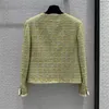 Europe and the United States women's 2024 winter new Round neck Long sleeve single breasted yellow fashion The tweed jacket