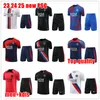 23 24 25 PSGeS Survêtement 2024 PARIS Sportswear Costume d'entraînement Costume à manches courtes Kit de maillot de football Uniforme Chandal Sweat-shirt adulte Ensembles de pull hommes enfants