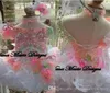 2022 Rose Mignon Enfant Une Ligne Filles Glitz Pageant Robes Perles Cristaux Fleurs Plume Organza Robes De Fille De Fleur Cupcake Dress8071734