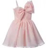 Robes fille Sling Aline sans manches perle Bow robe de soirée pour enfants filles anniversaire mariage rose blanc bébé