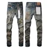 Jeans de designer de ksubi calças de cintura alta roxa de altas rasgadas rasgadas com jeans pretos longos e lavados retos, tamanho 28-40
