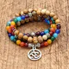 Bracelets porte-bonheur 6mm perles oeil de tigre 7 Chakra Mala 108 bouddha arbre de vie guérison Yoga Bracelet pour femmes homme bijoux