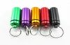 100pcslot 4817mm Aluminium Pill Box Case Bottle Holder Container Keychain Key Chain Ring Storage Jar3846698