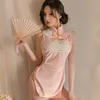 Ethnic Clothing Women Chinese Vintage Cheongsam Dress Sexy Adult Party Traditional Exotic Charm Costumes High Waisted Split Qipao Hip Wrap