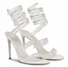 Verano Sexy Rene Margot Sandalias de cristal zapatos serpiente Wrappe vestido de fiesta con tiras boda Caovillas Gladiador Sandalias