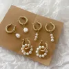 Pendientes de aro Perla para damas Moda Encanto de agua dulce Mujeres gruesas chapadas en oro de 14 quilates