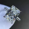 Ręcznie robione plac 5ct Lab Moissanite Pierścień Obietnica 925 Srebrna impreza Weddna Pierścienie dla kobiet Bridal Finer Jewelry Gift348G