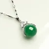 Anhänger Halsketten 10mm Natürliche Jade Perle S925 Sterling Silber Kette Grün Und Achat Weibliche Anhänger