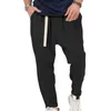 Pantalon homme taille réglable Streetwear sarouel pour hommes coupe ample ceinture élastique poches de ceinture couleur unie Long