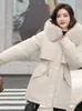 Kobiety Parka moda długa płaszcz z kapturem z kapturem parkas zimowa kurtka szczupła z futrzanym kołnierzem ciepłe ubrania śnieżne 231229