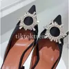 Fashion Heele Cappers Amina Satin Sandal Designer damski but kryształ dekoracyjny słonecznik Diamentowe sandały oryginalny skórzany pantof