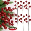 Fleurs décoratives 1/30 pièces baies artificielles cerise rouge noël fausse couronne de fleurs ornements d'arbre de noël pour la maison fête Table décor bricolage