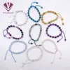 Bracciale con ciondolo a forma di sette chakra, in pietra naturale da 8 mm, con perline fatte a mano, occhio di tigre, ametista, turchese, agata, pietra vulcanica, perline rotonde, corda, catena, per donna