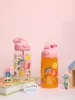 1pc 500ml BPA-vrije waterfles met schattige roze cartoonpatronen en stro voor kinderen terug naar school, sport