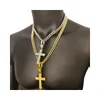 Verdikte kruis 3D hanger kroon hoofd breedte 10 mm ketting 9k goud met water diamant Cubaanse ketting CZ