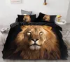 Conjunto de cama com impressão 3D Conjunto de capa de edredom personalizado KingEuropeUSAConsoladorColcha Conjunto de capa de cobertorAnimal Black Lion Roupas de cama7314170