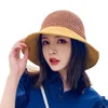 Berets Womens Summer Mesh Top para Sun Visor Beach Hat Split Floppy Wide Brim Doce Bowknot Férias Ao Ar Livre Protetor Solar Bucket Cap