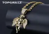 Topgrillz Hiphop Men Women Necklace Gold Color Plated Iced Out Micro Pave CZ Stone Angel Pendant Necklaces love039Sblessing gif6113492