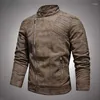 Vestes masculines 2023 Veste en cuir militaire Men Hiver Fleep Winch Warm Zipper Motorcycle Coats Mens Fashion Biker Pu Slim Overcoat