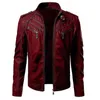 Jaqueta de couro de rua homens inverno velo motocicleta pu leahter jaqueta masculina gola casual blusão casaco fino S-5XL 231229