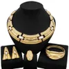 Orecchini Collana Yulaili Vendita Serie Oro Brasiliano Set di gioielli placcati in rame di lusso Set italiano di quattro set per matrimonio da donna257V