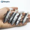 Rompin 5 pcslot gris leurre souple 8 cm 13g Wobblers appâts artificiels Silicone leurres de pêche bar de mer carpe pêche plomb poisson Jig4582691