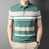 Męskie koszule polo Korea Man Golf Summer Striped Button Odzież Biznesowy Busines