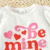 Alla hjärtans dag småbarnflickor kläder sätter spädbarn barn älskar hjärtbokstav tryckt romper flare byxor 2 st 2024 vår baby prinsessor kläder z6384