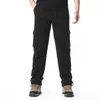 Men's Pants Autumn Cotton Cargo Men Solid Color Large Pocket Loose Overalls Elastic Waist Casual Trousers Military Tacticl