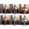 Casual Jurken Dames Sexy Chinese Stijl Gedrukt Bodycon Korte Mouw Stand Kraag Jurk