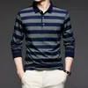 Sprężyna i jesień męskie pulover polo regulowane kontrastowe przyciski z długim rękawem