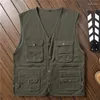 Men's Vests 2024 Men Cotton Cargo Vest Sleeveless Multi Pocket Cameraman Waistcoat Male Tactical Work Jackets Overcoats L-5XL