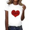 Blusas femininas 2024 camisa feminina com decote redondo padrão de amor impresso verão casual manga curta respirável fresco yzk blusa linda