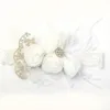 12PCS/LOT SHIFFON Flower Pearl Baby Baby Baby Pałąk koronkowy Pióro Elastyczna opaska do włosów Born Księżniczka Praph Pograph Props