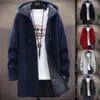 Men's Down Winter Men Jacket Plus Fleece Casual Loose Cotton Long Coat Outerwear Hooded Hoodie Cold Protection Clothing