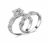 Nowy prawdziwy zestaw 925 srebrnego zestawu ślubnego dla kobiet biżuteria zaręczynowa ślub w całej N619120683