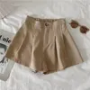 Shorts Kinder 2023 Sommer Über Knie Länge Elastische Taille Knopf Geraffte Baumwolle Sauber Solide Einfache Mode Einzigartige Gestaltbare Mädchen