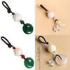 Interiördekorationer Agate White Jade Safe Button Car Key Pendant Carved Bodhi Lotus Chain Mens and Womens Bag Par Drop Delivery Otprk