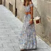 Casual Dresses Vintage Fashion Off Shoulder Short Sleeve Bohemian Vacation Floor Length Dress Summer Boho Maxi For Women 2023