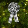 Christmas Decorations 1Pcs Bowknot Xmas Tree Twine Streamer Car Truck Red Black Plaid For Gift Wrapping Bow Burlap DIY Craft