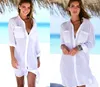 Women's Swimwear Bark Wrinkle Two Pockets Hidden Hook Beach Bikini Sunscreen Shirt Cover-up